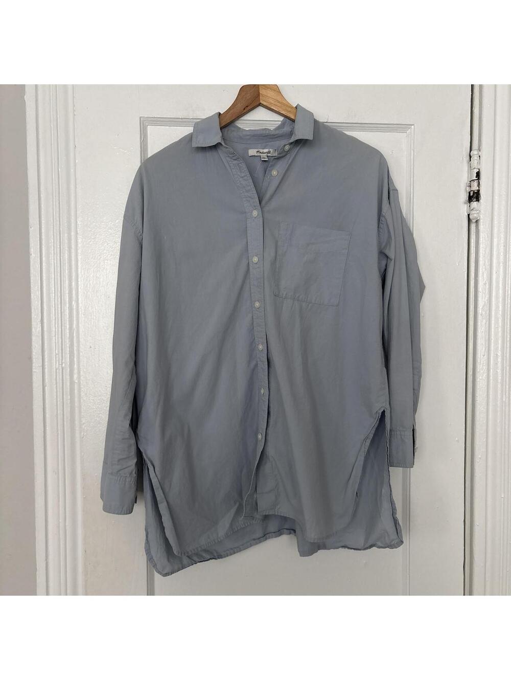 Madewell Women's Blue and Grey Shirt